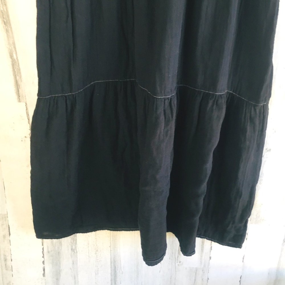 NWT Johnny Was Calme Black Gauze Midi Dress Short Elbow Sleeve Cotton S - Picture 3 of 9